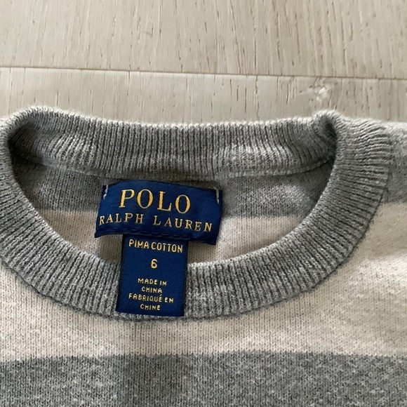 Polo Ralph Lauren stripped sweater gray cream size 6‎ - Picture 3 of 5